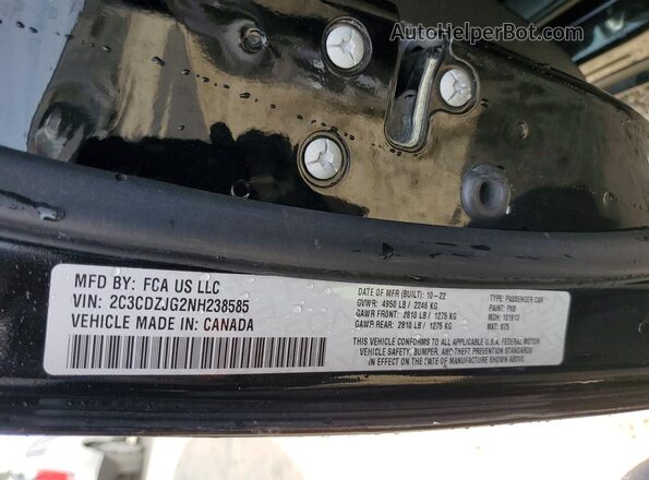 2C3CDZJG2NH238585 2022 DODGE CHALLENGER Черный Вид наклейки с VIN-кодом