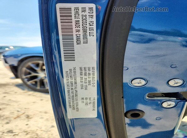 2C3CDZJG6MH680770 2021 DODGE CHALLENGER Blue Widok naklejki z numerem VIN