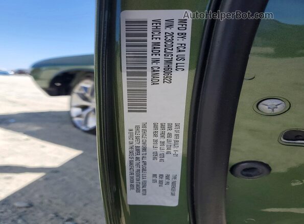 2C3CDZJG7MH606922 2021 DODGE CHALLENGER Green VIN კოდის სტიკერის ხედი