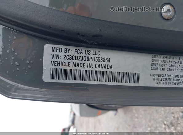2C3CDZJG9PH658864 2023 DODGE CHALLENGER Gray Вид підкапотного простору