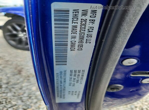 2C3CDZJGXMH610513 2021 DODGE CHALLENGER Blue Widok naklejki z numerem VIN