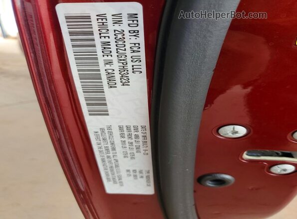 2C3CDZJGXPH634234 2023 DODGE CHALLENGER Burgundy ძრავის განყოფილების ხედი