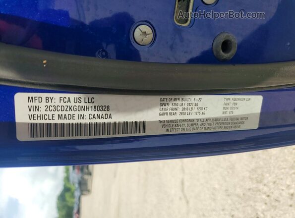 2C3CDZKG0NH180328 2022 DODGE CHALLENGER Blue Widok komory silnika