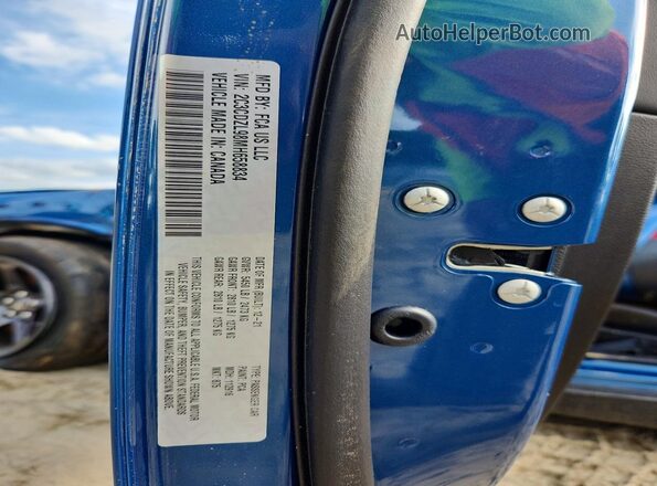 2C3CDZL98MH658834 2021 DODGE CHALLENGER Blue Вид наклейки з VIN-кодом