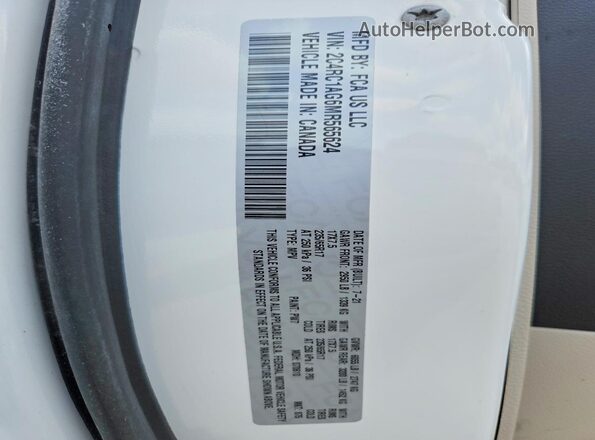 2C4RC1AG6MR565624 2021 CHRYSLER VOYAGER White Widok naklejki z numerem VIN