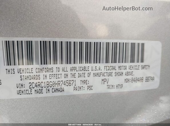 2C4RC1BG0HR745671 2017 CHRYSLER PACIFICA Silver Engine compartment view