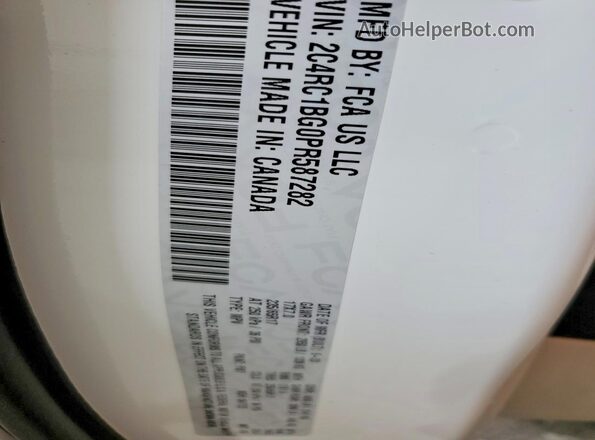 2C4RC1BG0PR587282 2023 CHRYSLER PACIFICA Белый Панорамный вид салона 360°