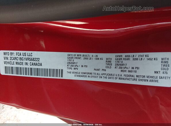 2C4RC1BG1VR568222 2027 CHRYSLER PACIFICA Red Widok komory silnika