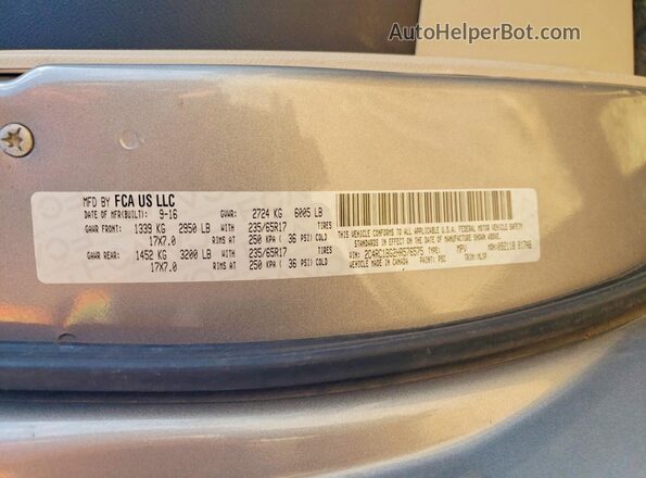 2C4RC1BG2HR576575 2017 CHRYSLER PACIFICA Серебряный Вид наклейки с VIN-кодом
