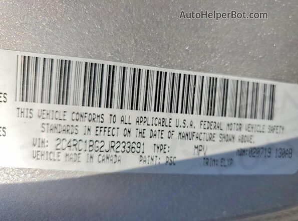 2C4RC1BG2JR233691 2018 CHRYSLER PACIFICA Silver VIN sticker view