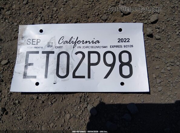2C4RC1BG2NR215441 2022 CHRYSLER PACIFICA White Առջևի վահանակի տեսք