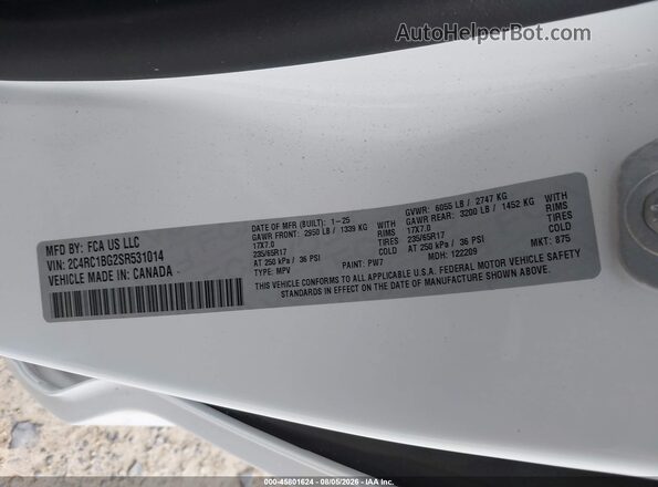 2C4RC1BG2SR531014 2025 CHRYSLER PACIFICA Белый Вид подкапотного пространства