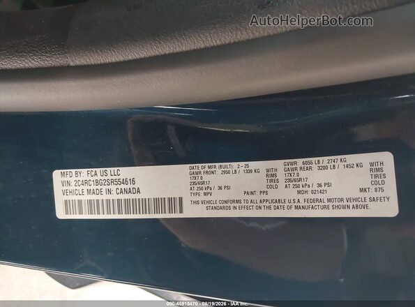 2C4RC1BG2SR554616 2025 CHRYSLER PACIFICA Blue Вид підкапотного простору