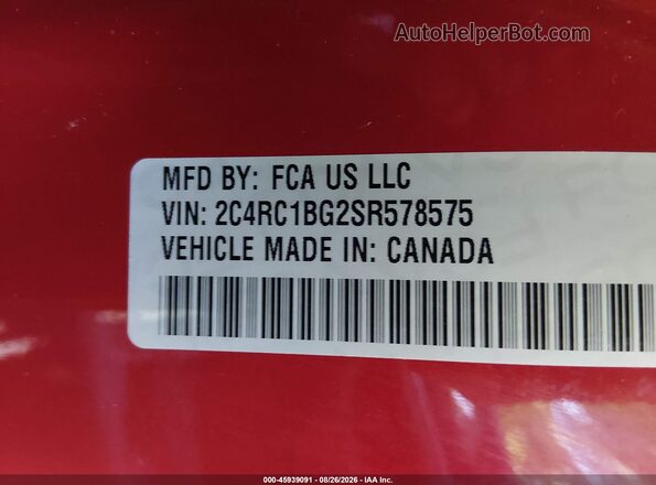2C4RC1BG2SR578575 2025 CHRYSLER PACIFICA Красный Вид подкапотного пространства