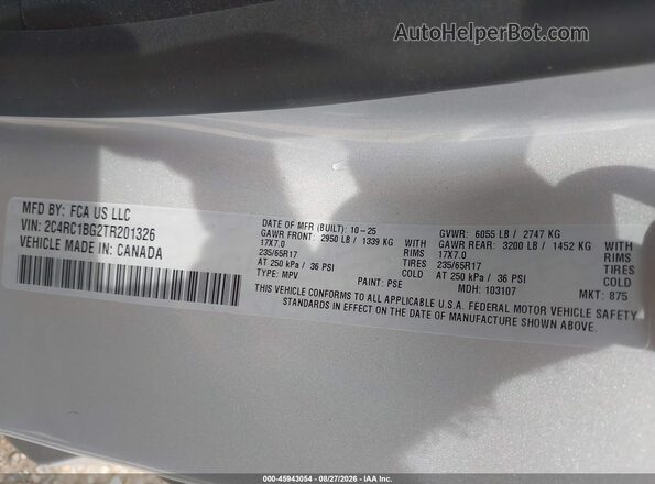 2C4RC1BG2TR201326 2026 CHRYSLER PACIFICA Silver Շարժիչի բաժամունքի տեսք