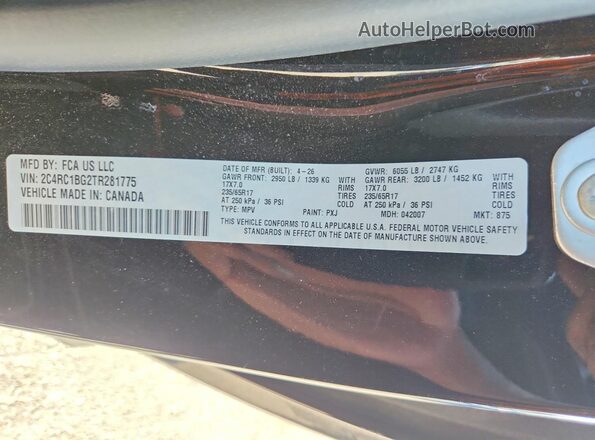 2C4RC1BG2TR281775 2026 CHRYSLER PACIFICA Черный Вид наклейки с VIN-кодом