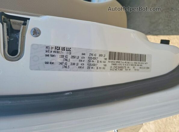 2C4RC1BG4GR281735 2016 CHRYSLER TOWN White Vista de la etiqueta del VIN
