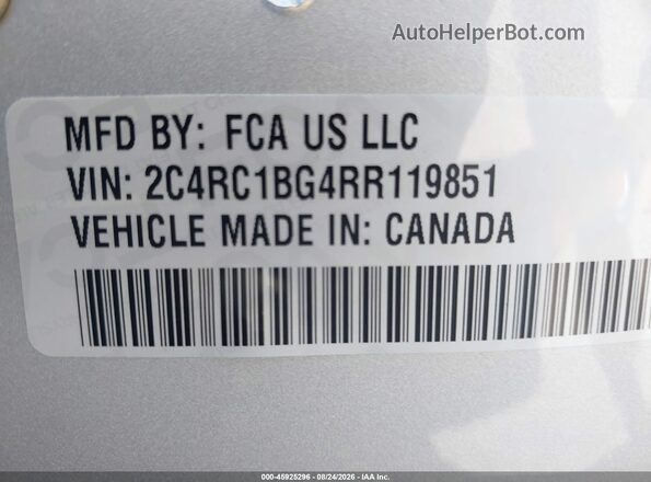 2C4RC1BG4RR119851 2024 CHRYSLER PACIFICA Серебряный Вид подкапотного пространства