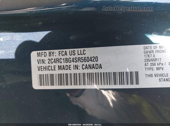 2C4RC1BG4SR560420 2025 CHRYSLER PACIFICA Blue Engine compartment view