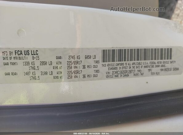 2C4RC1BG5GR128717 2016 CHRYSLER TOWN & COUNTRY Белый Вид подкапотного пространства