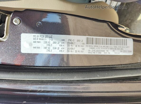 2C4RC1BG5GR246900 2016 CHRYSLER TOWN Серый Вид наклейки с VIN-кодом