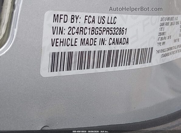 2C4RC1BG5PR532861 2023 CHRYSLER PACIFICA Silver Widok komory silnika