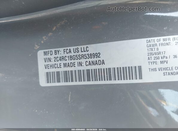 2C4RC1BG5SR538992 2025 CHRYSLER PACIFICA Gray Vista del compartimento del motor