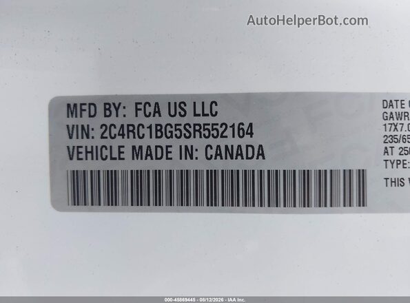 2C4RC1BG5SR552164 2025 CHRYSLER PACIFICA White Engine compartment view
