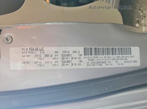 2C4RC1BG6GR300592 2016 CHRYSLER TOWN Silver VIN კოდის სტიკერის ხედი