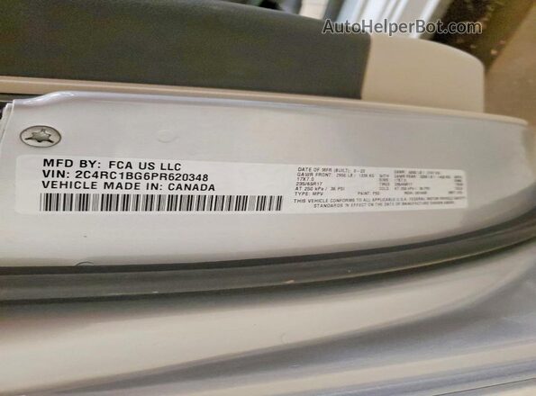 2C4RC1BG6PR620348 2023 CHRYSLER PACIFICA Silver Вид наклейки з VIN-кодом