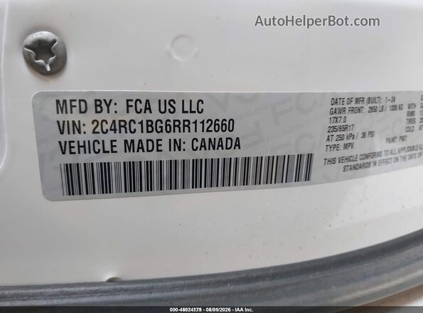 2C4RC1BG6RR112660 2024 CHRYSLER PACIFICA White Widok komory silnika