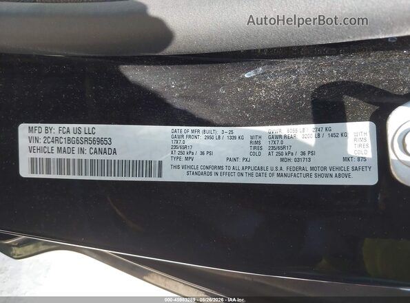 2C4RC1BG6SR569653 2025 CHRYSLER PACIFICA Черный Вид подкапотного пространства