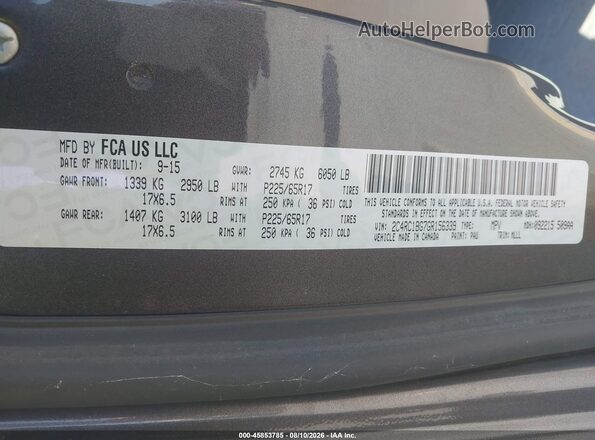 2C4RC1BG7GR156339 2016 CHRYSLER TOWN & COUNTRY Gray Вид підкапотного простору