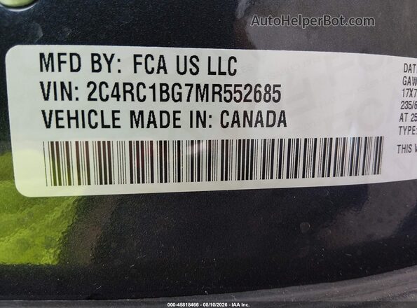 2C4RC1BG7MR552685 2021 CHRYSLER PACIFICA Gray Widok komory silnika