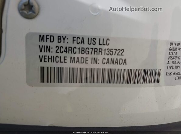 2C4RC1BG7RR135722 2024 CHRYSLER PACIFICA White Вид підкапотного простору