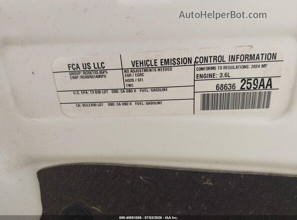 2C4RC1BG7RR135722 2024 CHRYSLER PACIFICA White Вид щитка приладів