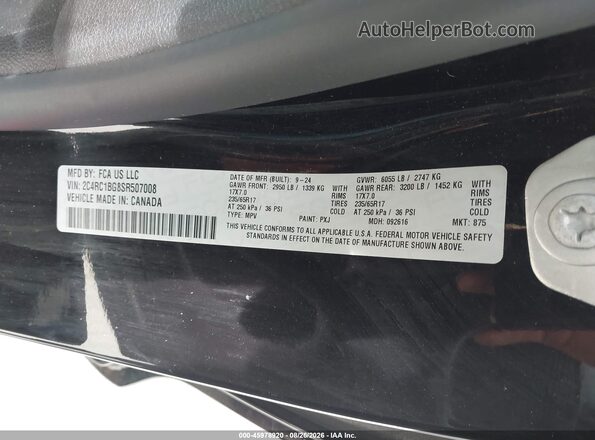 2C4RC1BG8SR507008 2025 CHRYSLER PACIFICA Black Vista del compartimento del motor