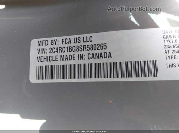 2C4RC1BG8SR580265 2025 CHRYSLER PACIFICA Gray ძრავის განყოფილების ხედი