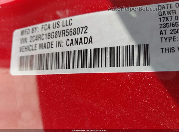 2C4RC1BG8VR568072 2027 CHRYSLER PACIFICA Red ძრავის განყოფილების ხედი