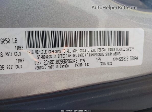 2C4RC1BG9GR296845 2016 CHRYSLER TOWN & COUNTRY Silver Вид підкапотного простору