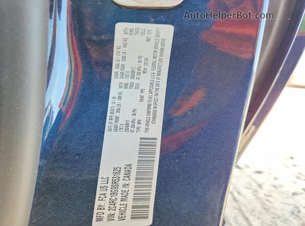 2C4RC1BG9SR531625 2025 CHRYSLER PACIFICA Blue VIN կոդի պիտակի տեսք