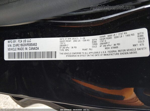 2C4RC1BG9VR585463 2027 CHRYSLER PACIFICA Black Widok komory silnika