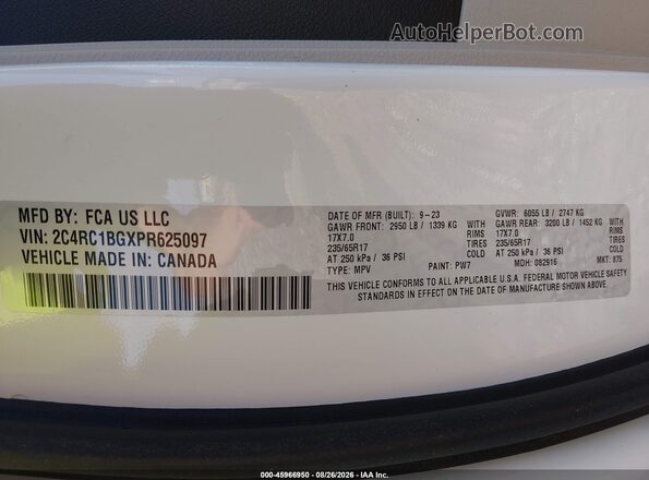 2C4RC1BGXPR625097 2023 CHRYSLER PACIFICA White Շարժիչի բաժամունքի տեսք