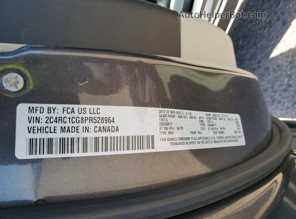 2C4RC1CG8PR528964 2023 CHRYSLER VOYAGER Серый Вид наклейки с VIN-кодом