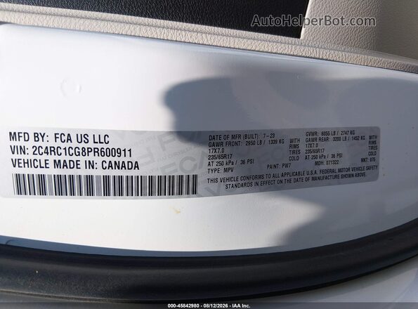 2C4RC1CG8PR600911 2023 CHRYSLER VOYAGER White Engine compartment view