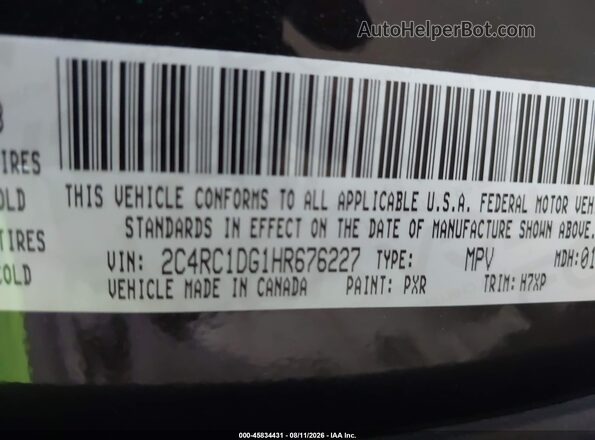 2C4RC1DG1HR676227 2017 CHRYSLER PACIFICA Black Vista del compartimento del motor