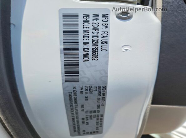2C4RC1DG2MR565082 2021 CHRYSLER VOYAGER White VIN կոդի պիտակի տեսք