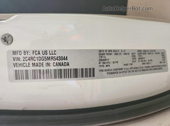 2C4RC1DG5MR543044 2021 CHRYSLER VOYAGER White Widok naklejki z numerem VIN
