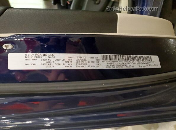 2C4RC1DG8HR588369 2017 CHRYSLER PACIFICA Blue VIN sticker view