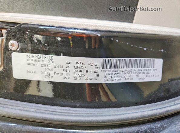2C4RC1DG9LR187261 2020 CHRYSLER VOYAGER Black VIN sticker view